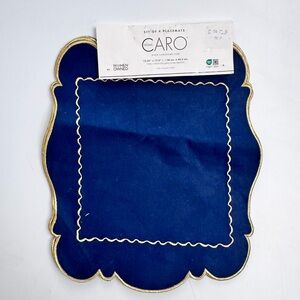Caro Navy and Gold Embroidered Cotton Placemats